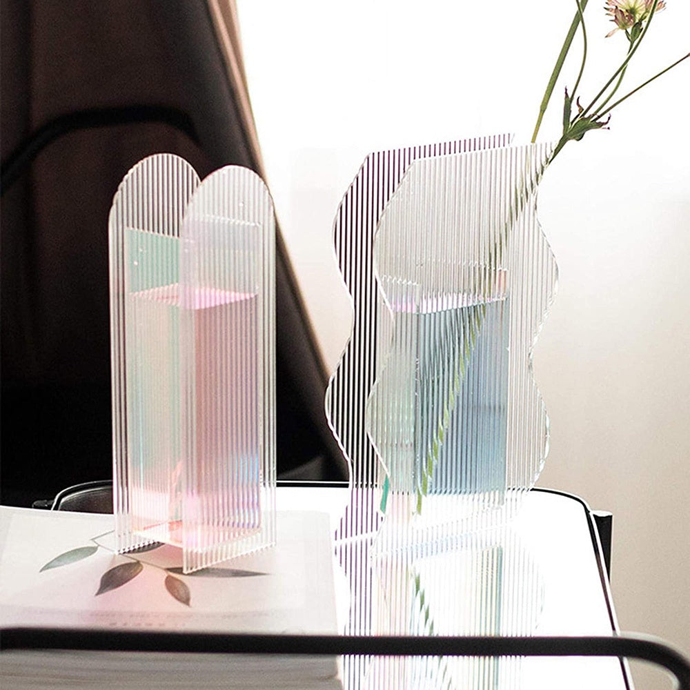 Iridescent Ribbed Wave Vase FB-060
