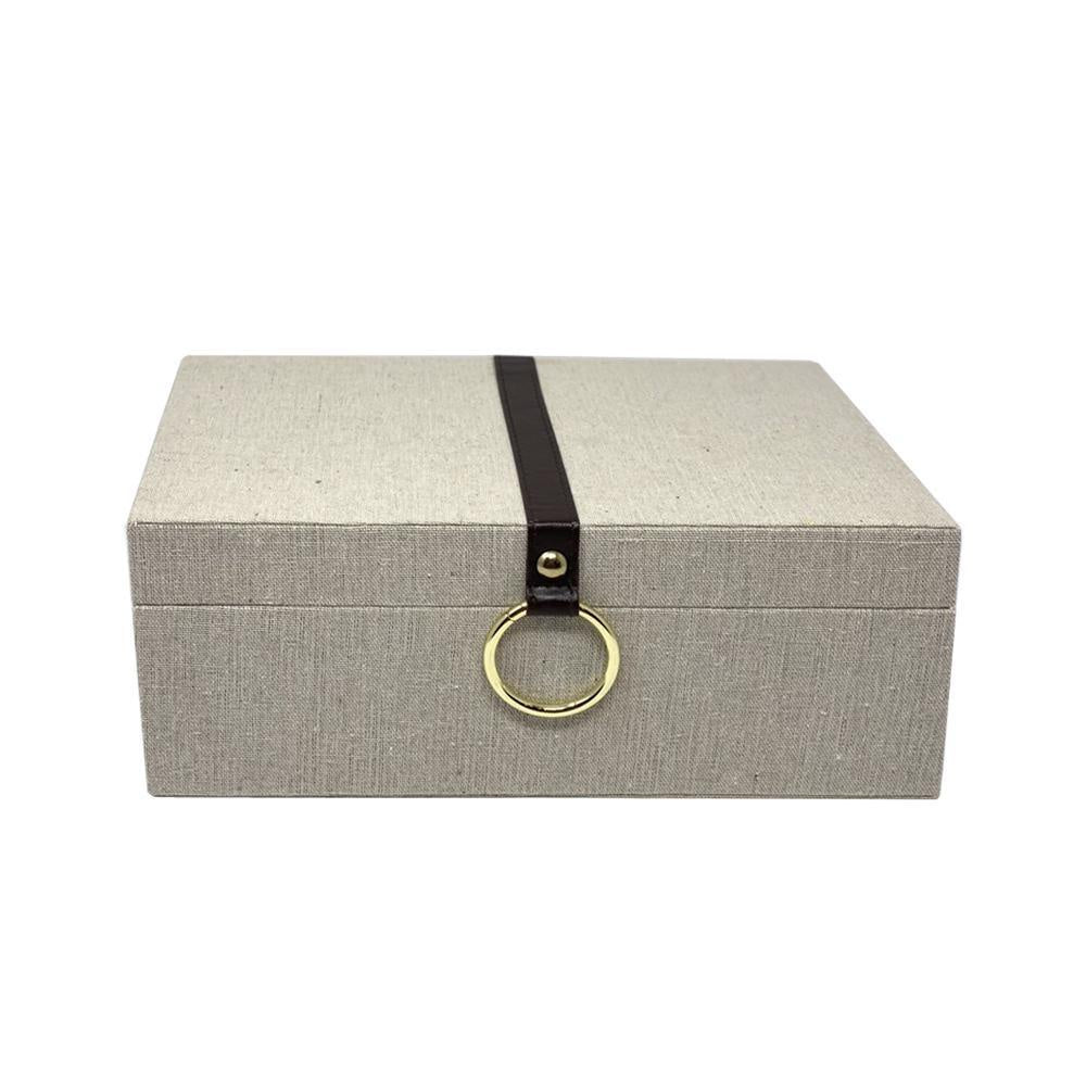 Beige Fabric Covered Box - Large DX190619L