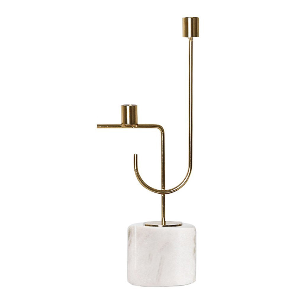 Gold Curved Line Candleholder with Marble Base - B FC-W1932B