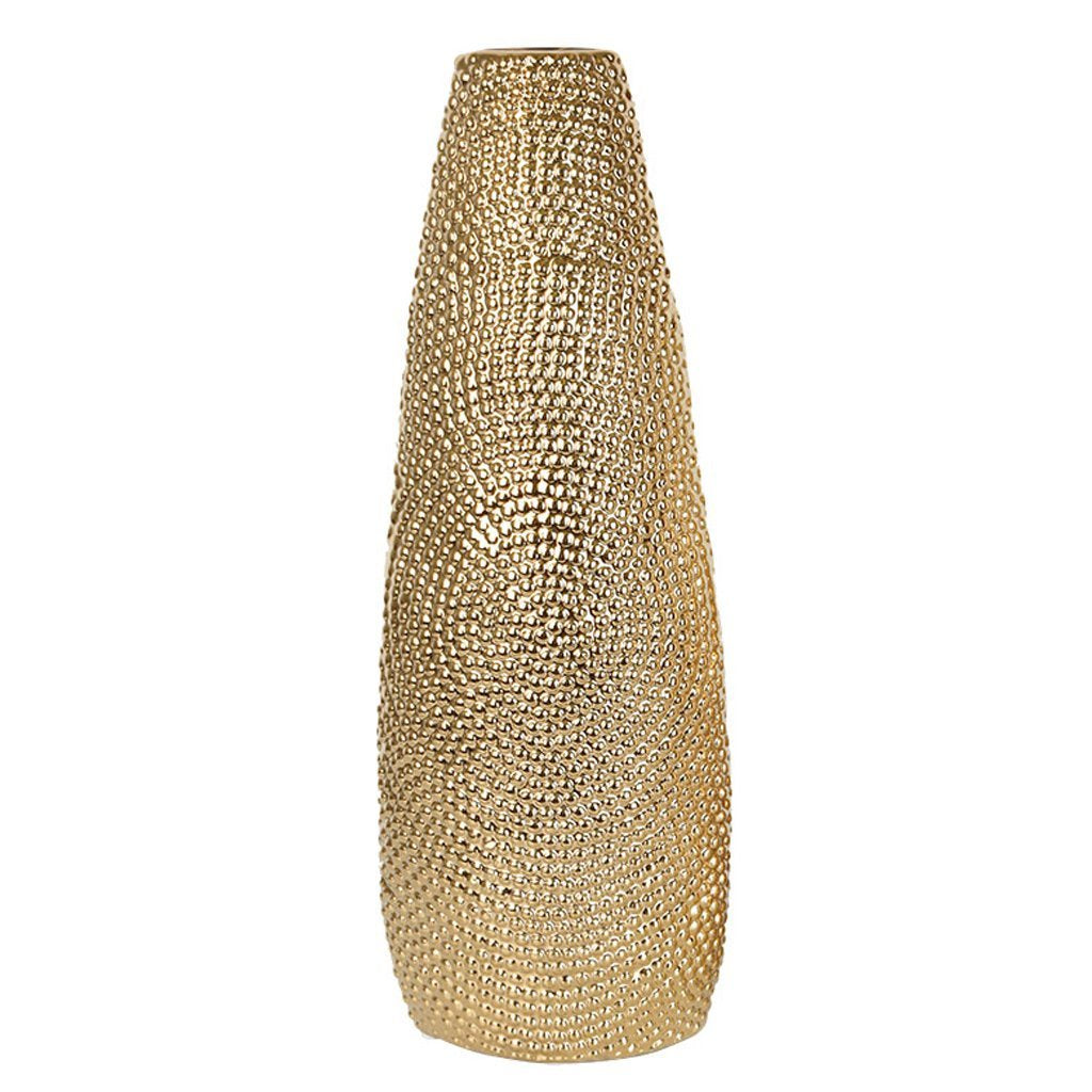 Gold Ceramic Tall Vase with Spiral Detail - A FAAD19A