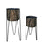 Set of 2 Black & Bronze Metal Planters with Stands 92103 الغراس