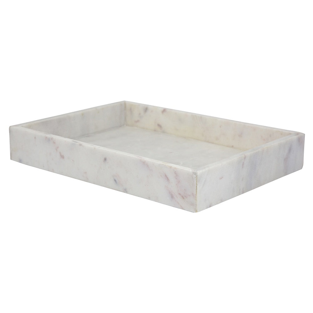 White Marble Rectangular Tray 78025-DS