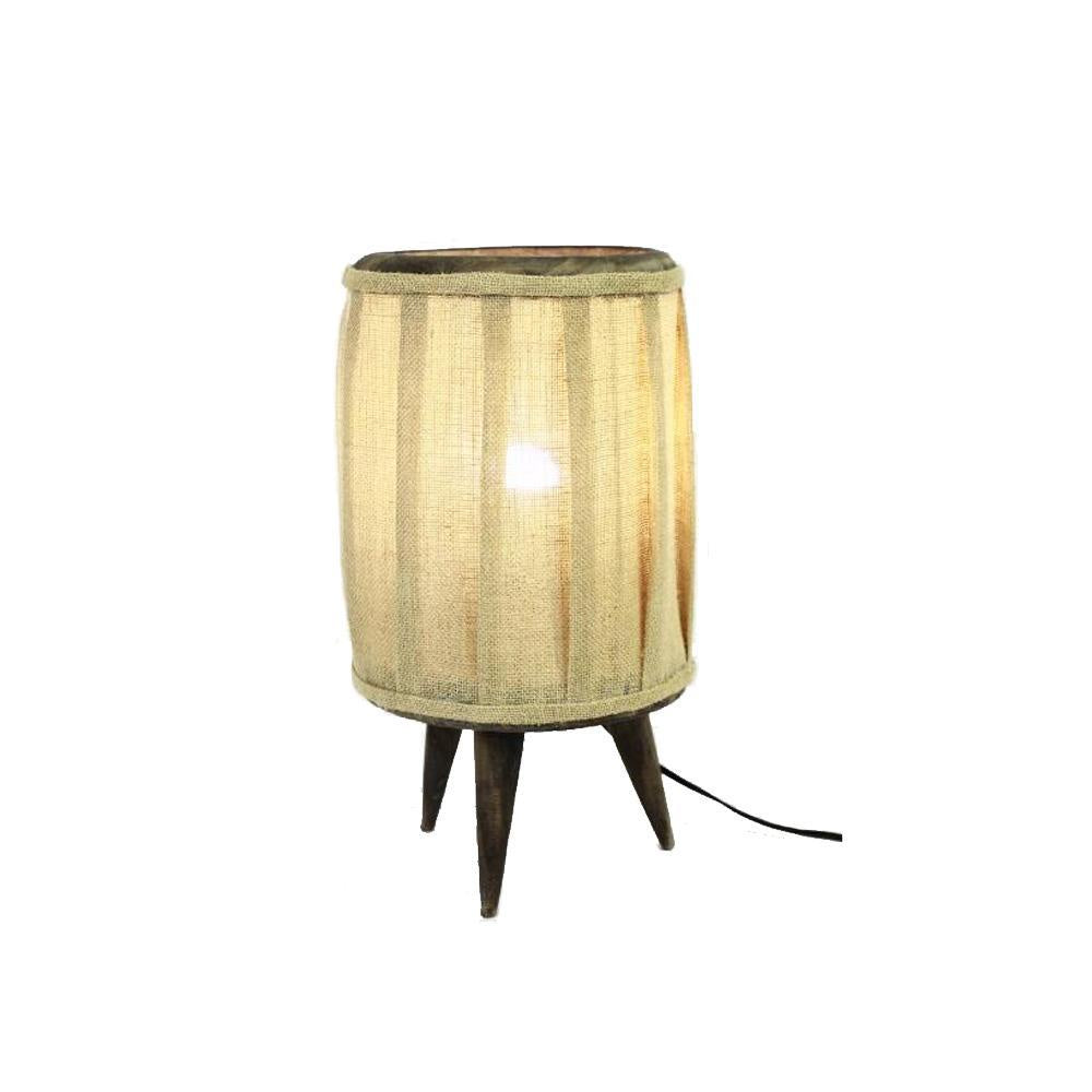 Wooden Tripod Table Lamp with Pleated Fabric Shade CF18731