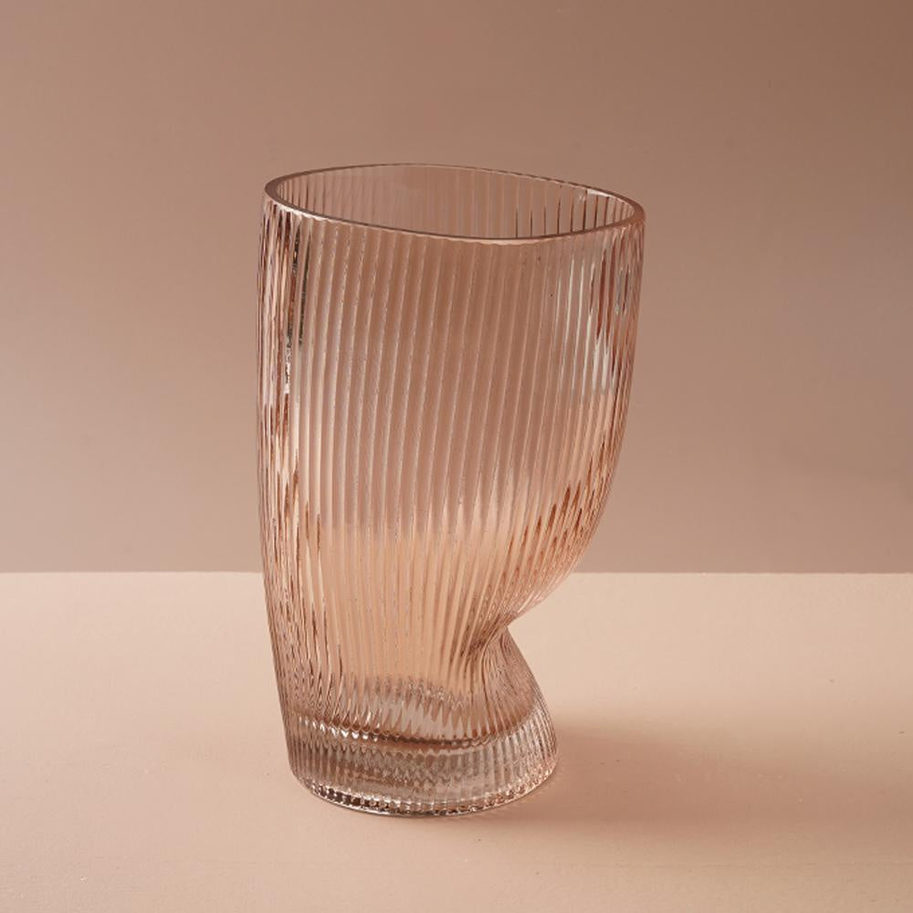 Ribbed Glass Sculptural Vase FB-010-B