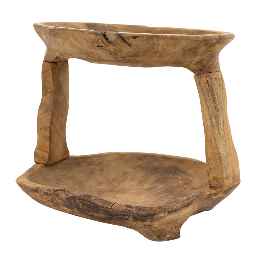 2-Tiered Teak Wood Tray 78341