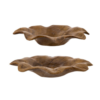 Set of 2 Teak Wood Irregular Bowls 78346
