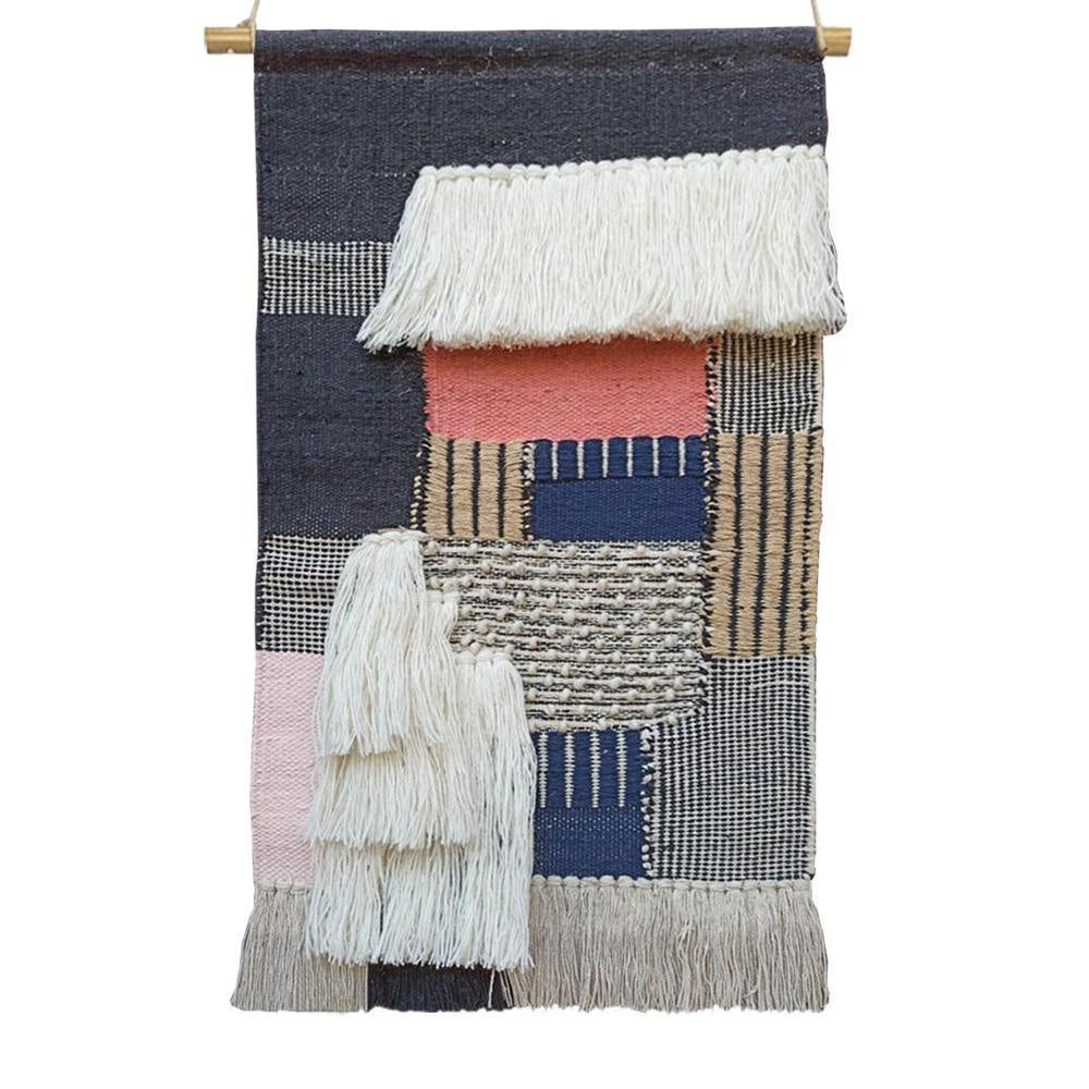 Grey and Pink Woven Wall Hanging