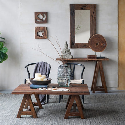 Set of 2 Teak Wall Décor 78606