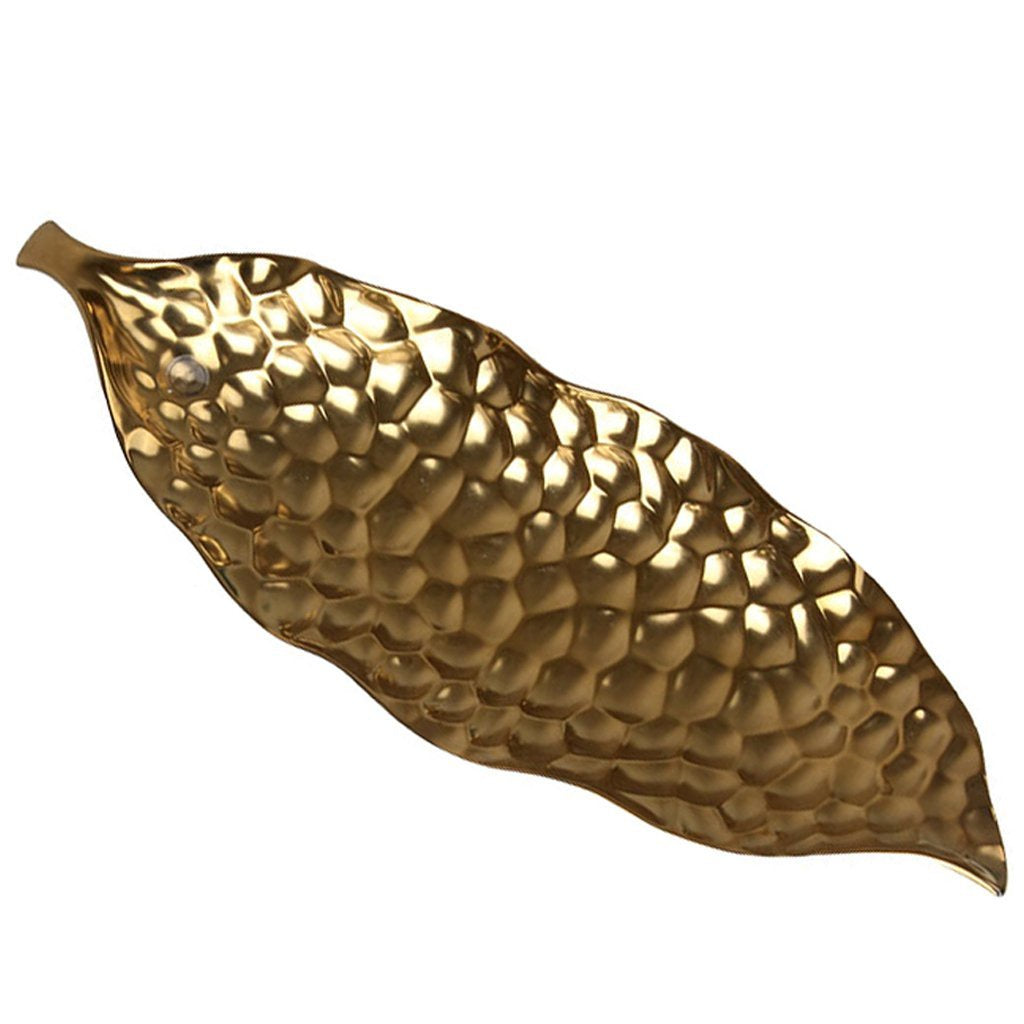 Gold Ceramic Leaf Plate - Large FL-D396