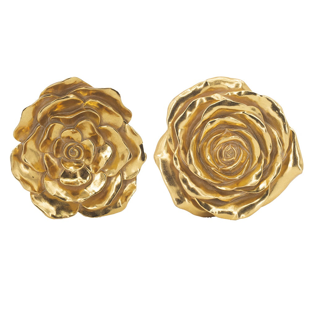 Set of 2 Gold Resin Floral Wall Accents 78732-GOLD-DS