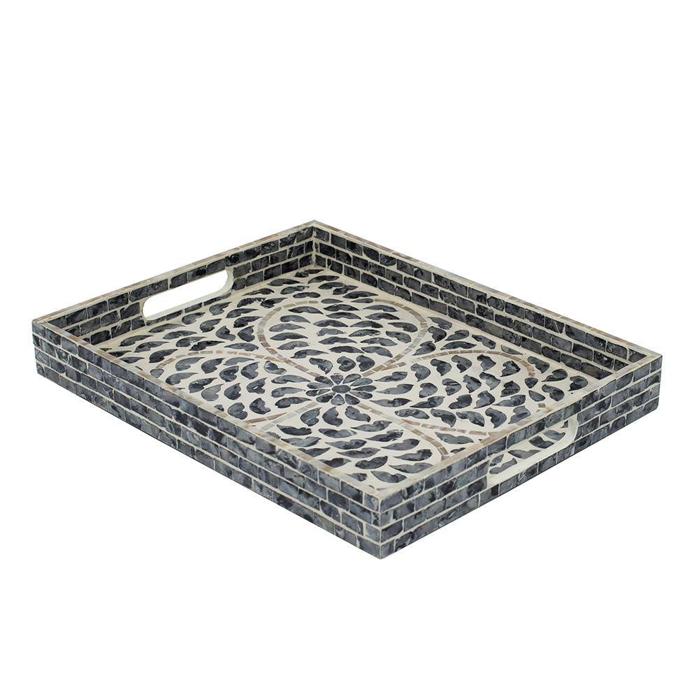 Black & White Capiz Shell Tray - Small 48753-BLAC