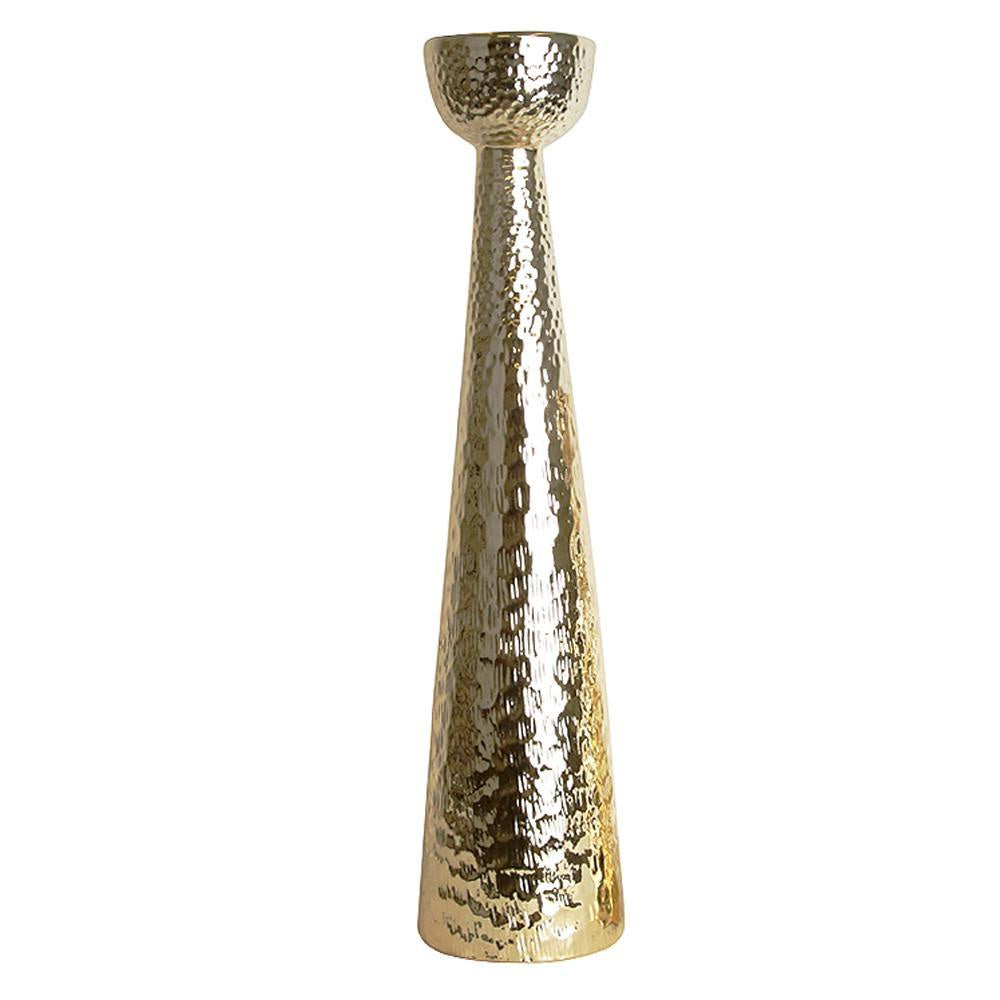Gold Ceramic Hammered Candle Stand - Large FA-D1965A