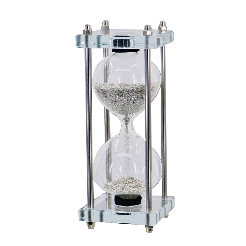 Hourglass with Crystal Stand & Plated Silver Sand 78841-DS