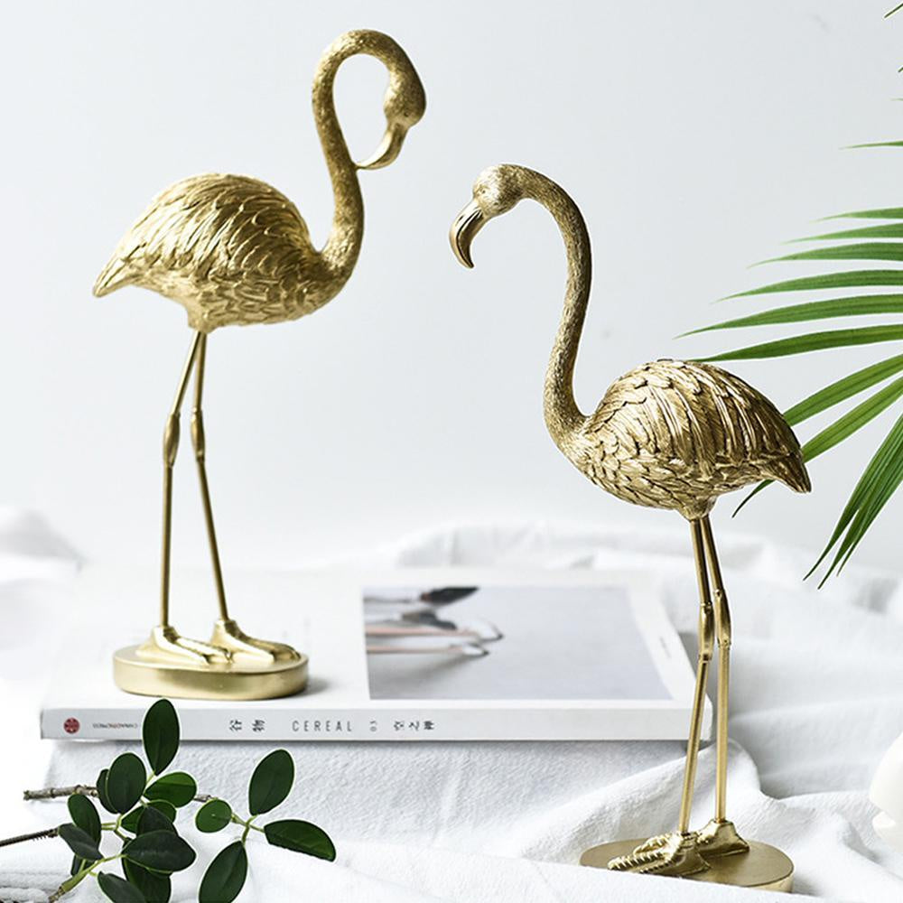 Set of 2 Gold Resin Flamingos ZD-111