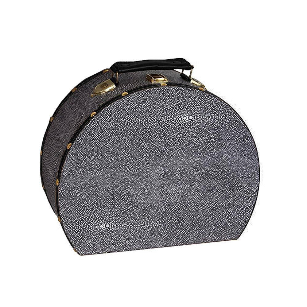 Grey Decorative Demilune Suitcase with Shagreen Finish - Small FB-PG1905B