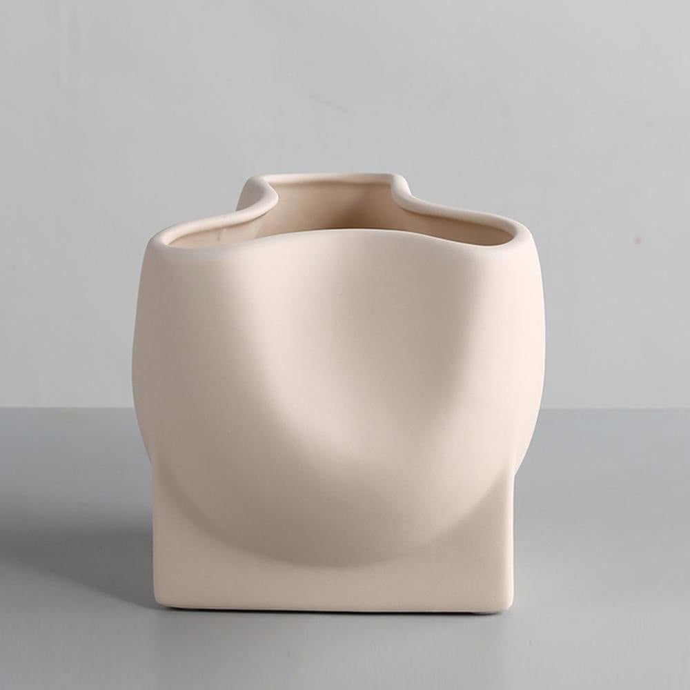 Cream Ceramic Abstract Vase X2026-OFLY