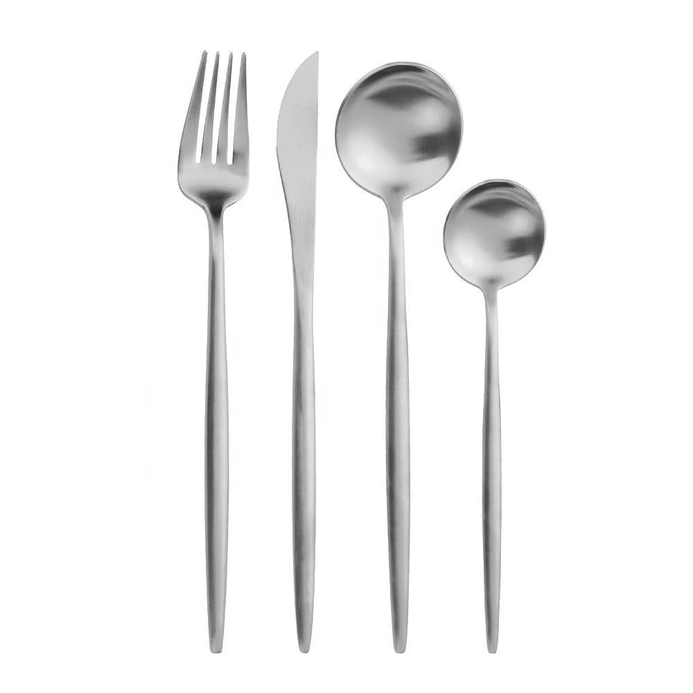 Mason 4-Piece Flatware Set - Matte Silver TD-4128-S