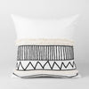 Black & White Embroidered Boho Cushion with Fringe MND120