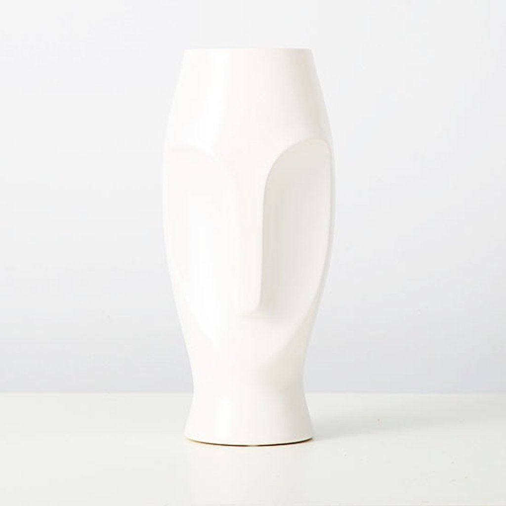 White Abstract Face VaseSS062 مزهرية