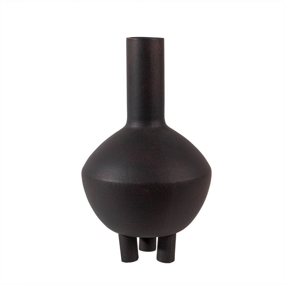 Black Ceramic Vase with Feet - Wide ML01404624B1