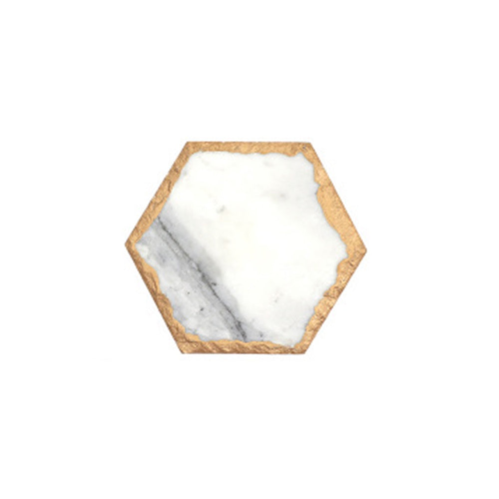 White Marble Hexagonal Coaster WX-021
