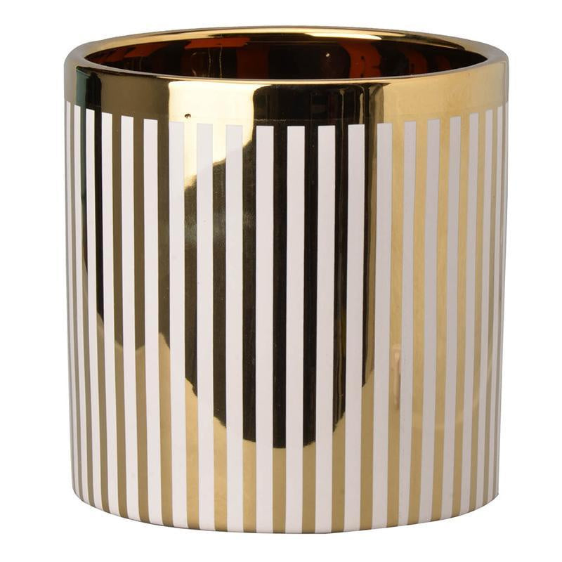 White & Gold Ceramic Planter 1736