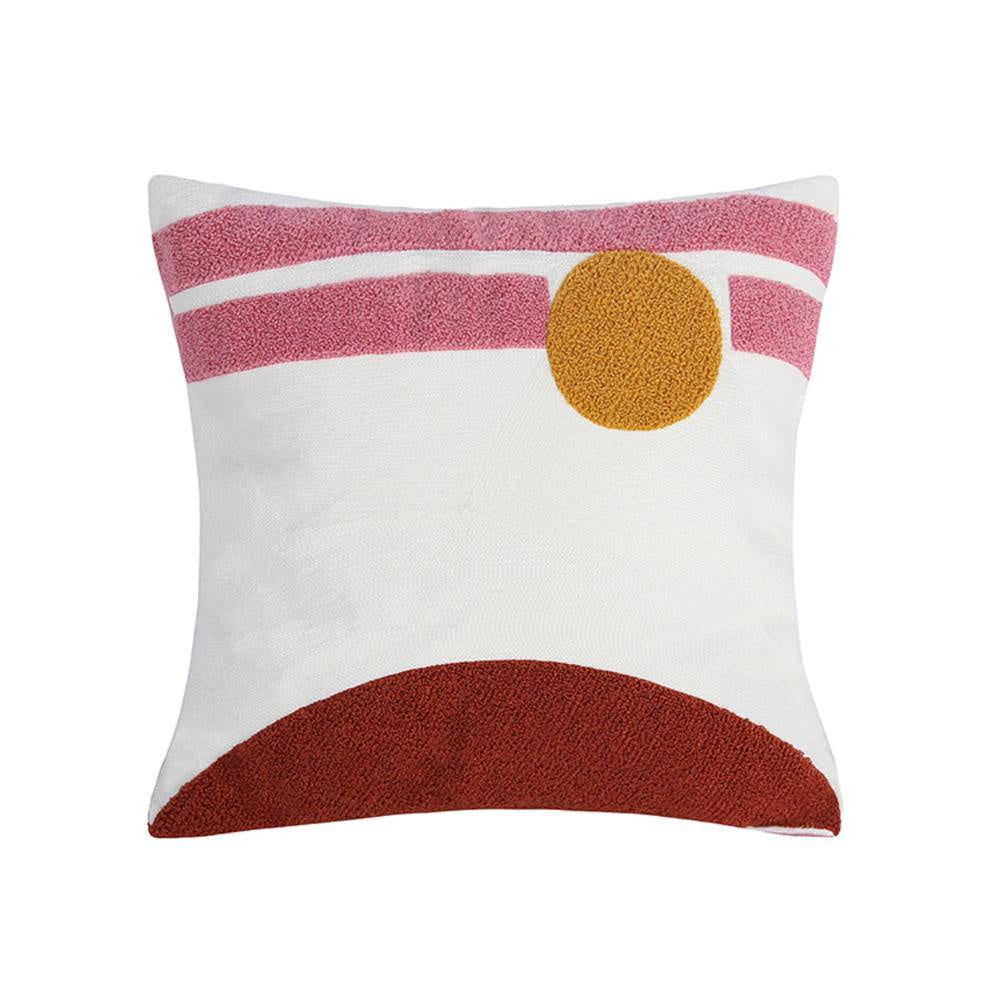 Marroon, Pink & Ochre Embroidered Cushion وسادة