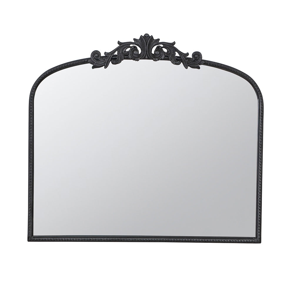 Black Iron Mirror with Crest Detail 82193-BLAC-DS