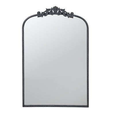 Black Iron Mirror with Crest Detail 82195-BLAC-DS