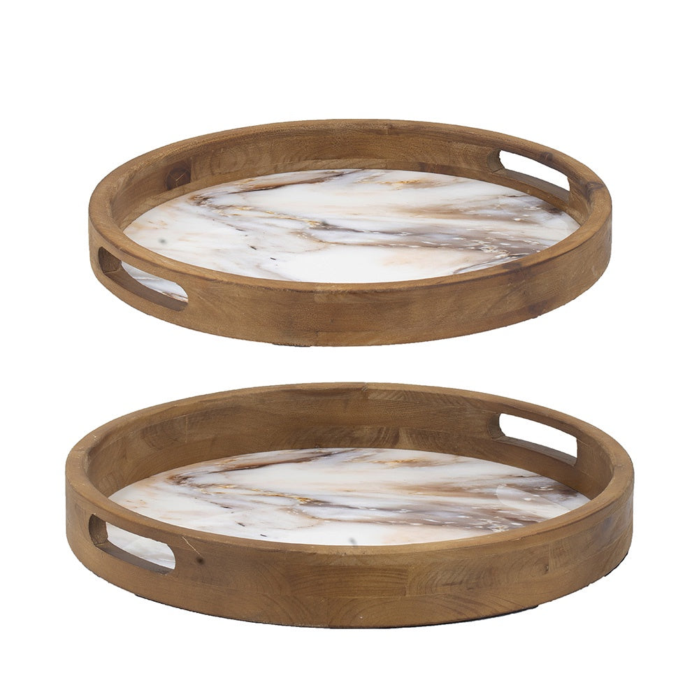 Set of 2 Decorative Wooden Trays 82257-DS