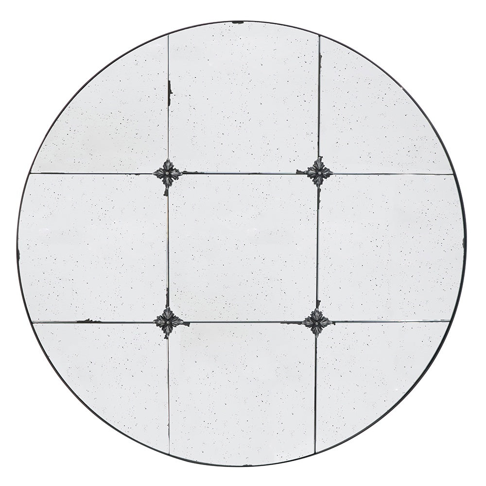 Black Iron Round Mirror with Distress Detail 82275-DS