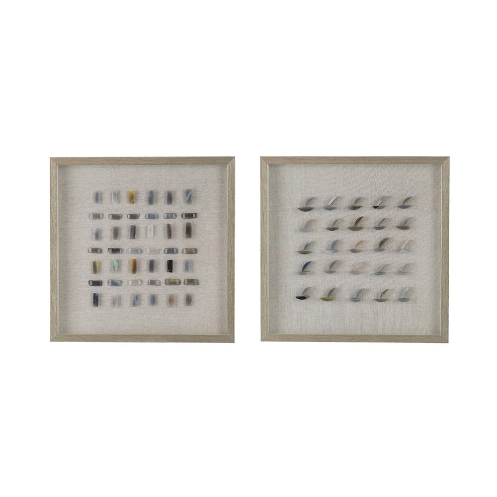 Set of 2 Framed Stone Shadow Box Wall Art 82890