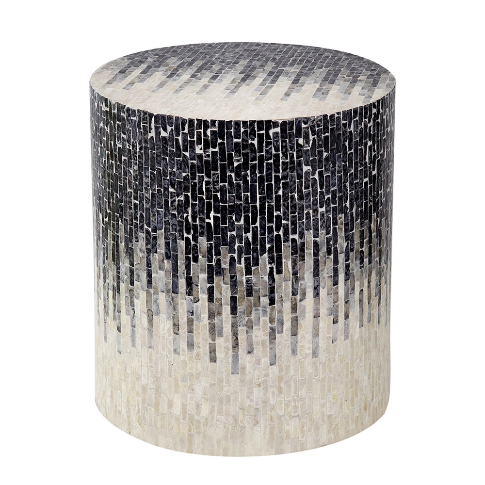 Ink Blue & Ivory Capiz Shell Stool 83281