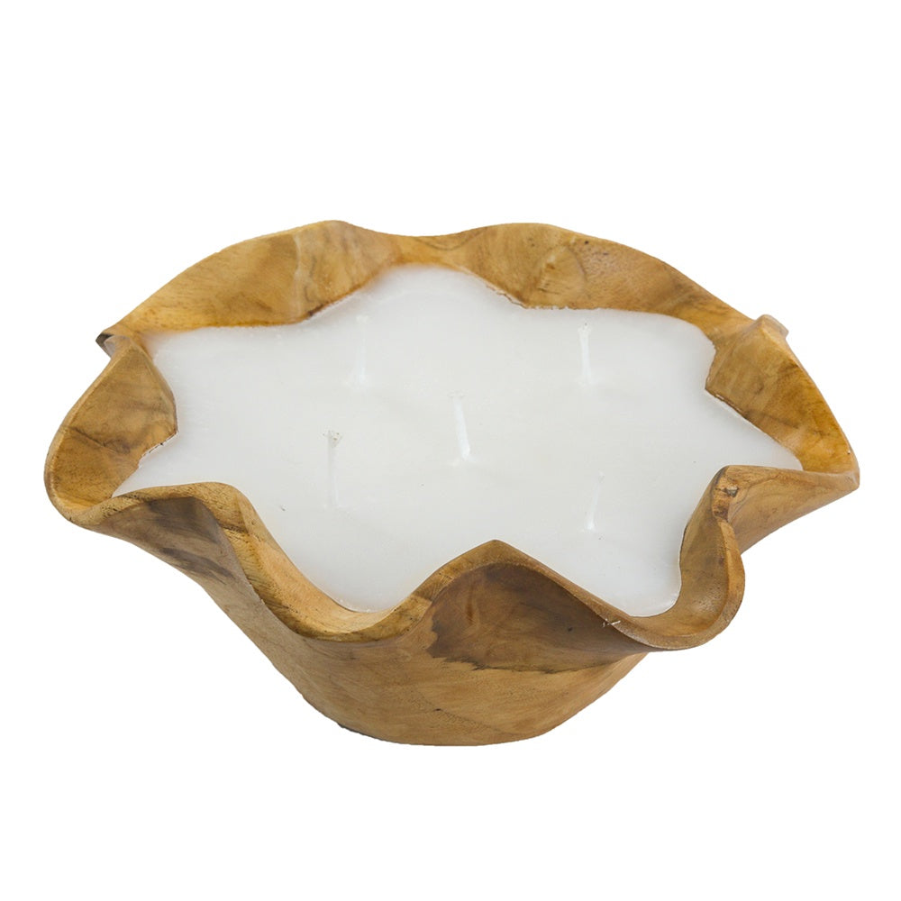 Soy Wax Candle in Teak Wood Bowl 83467