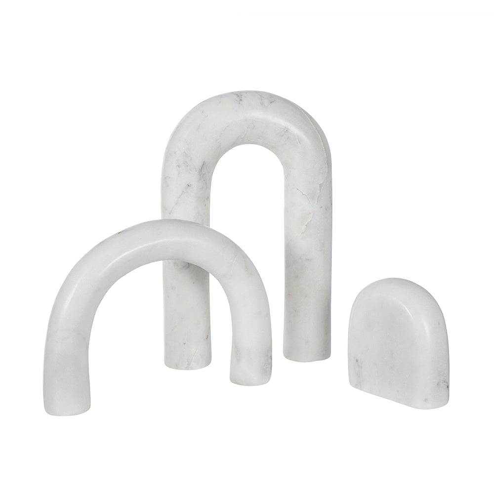 Set of 3 White Marble Arches 83685