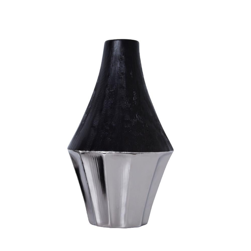 Black & Silver Ceramic Vase - Large FA-D2079A
