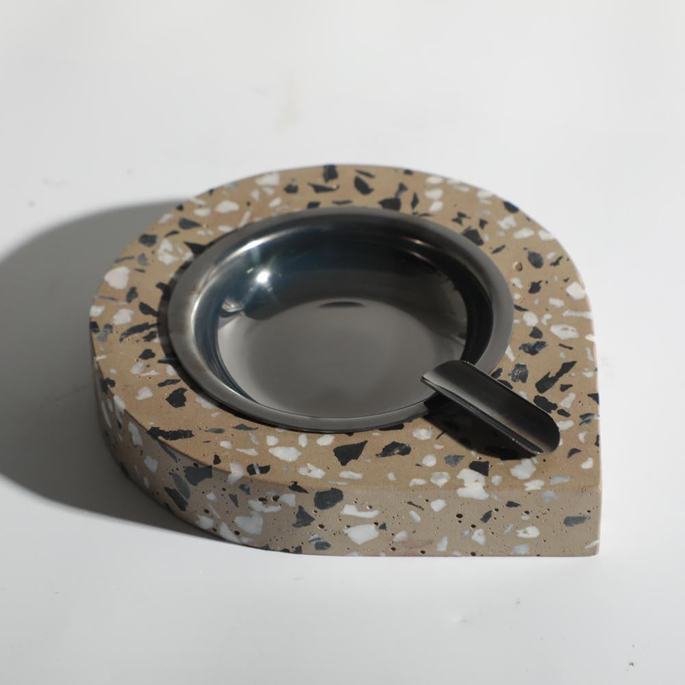 Deep Beige Terrazzo & Gunmetal Ashtray B0076H