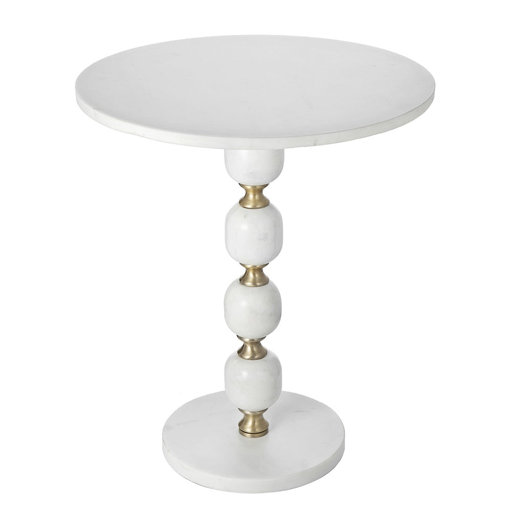 White Marble & Aluminum End Table 85583 - On Sale