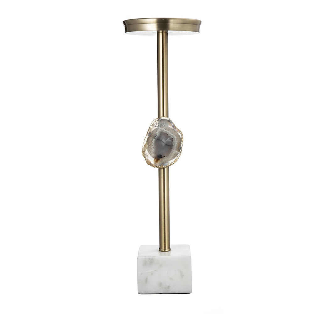 Marble, Agate & Aluminum Candleholder 85584