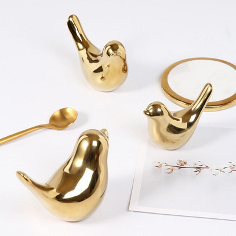 Set of 3 Gold Ceramic Birds