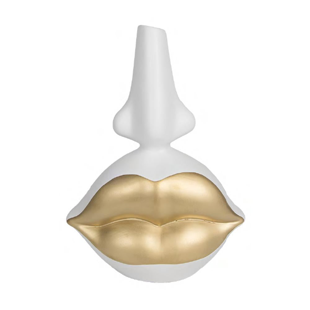 White & Gold Plated Mouth Decorative Object BSDD3510J