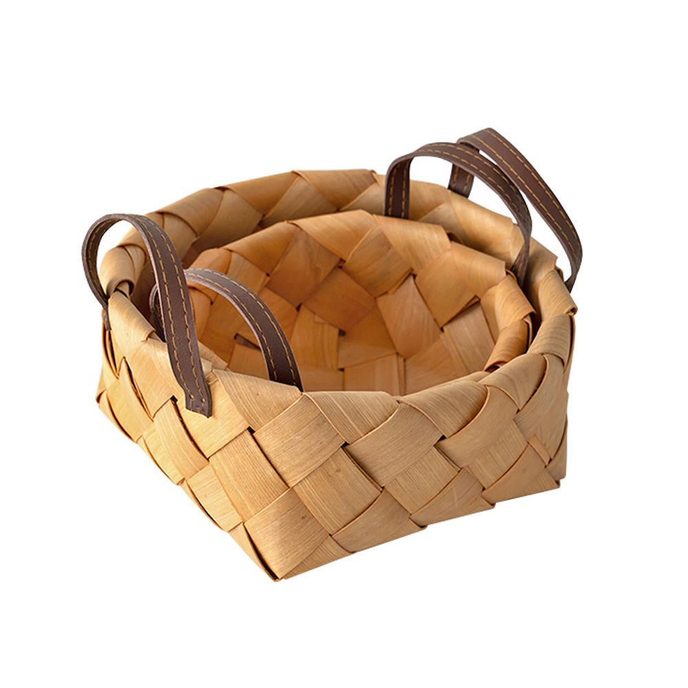 Set of 2 Woven Rattan Baskets