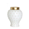 White Ceramic Ginger Jar with Gold Dots - Small FA-D1977B