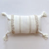 Beige & White Tufted Woven Cushion with Tassels