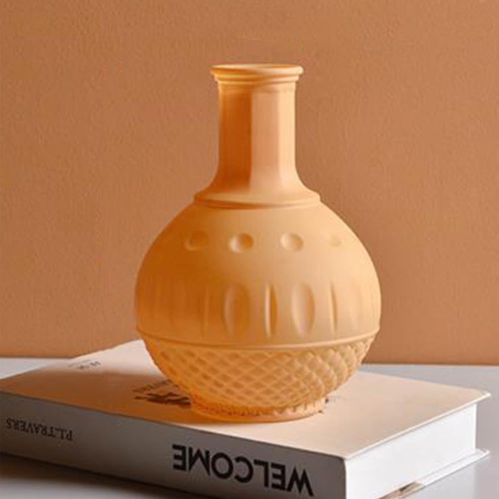 Frosted Glass Vase Deep Yellow LT577-O