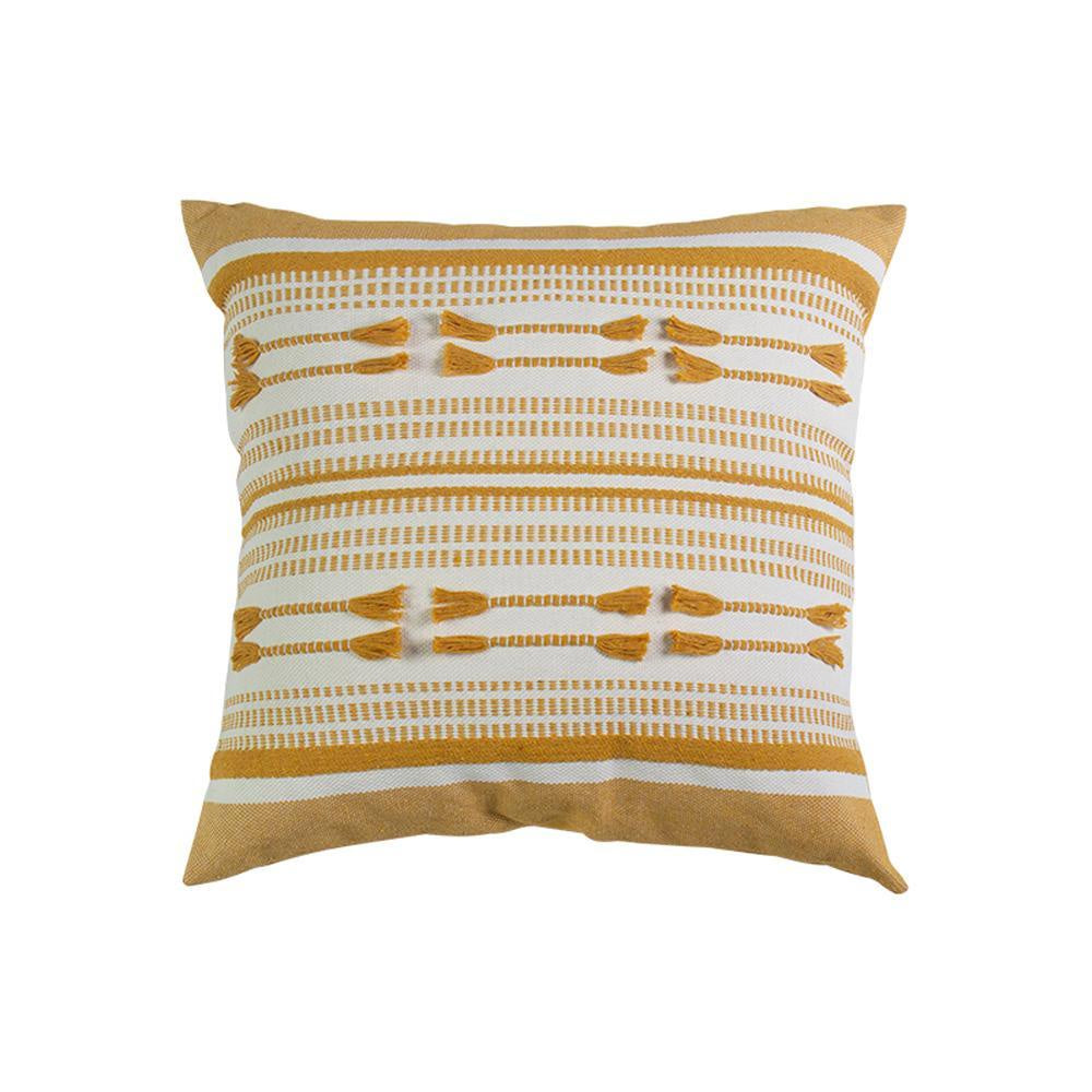 Yellow & White Boho Cushion - Square وسادة