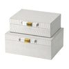 Set of 2 Ivory PU boxes with Acrylic & Gold Details