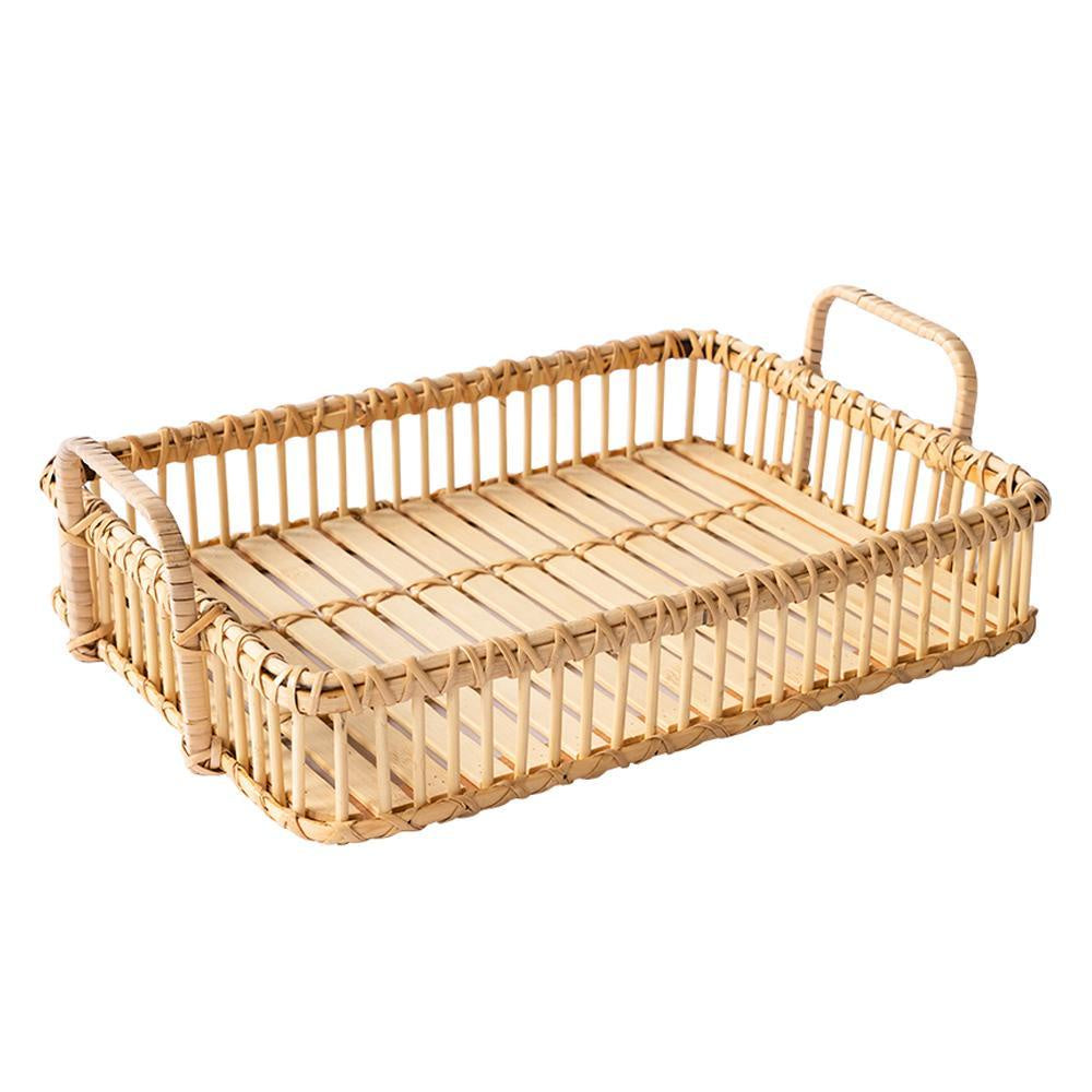 Large Wood & Bamboo Rectangular Tray 200103BL-LNAT