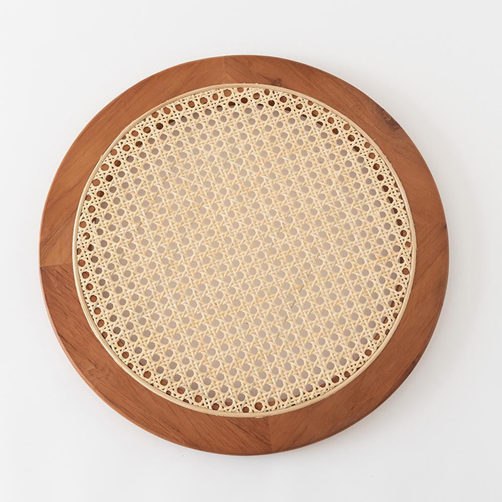 Round Cane Tray - Walnut 200191HLW-SBRN