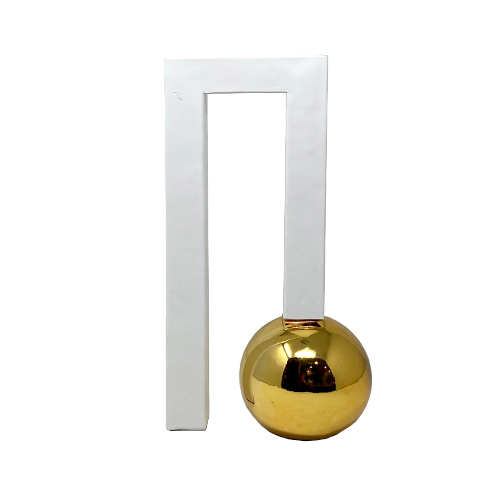 White Resin Abstract Sculpture with Gold Ball Detail 9000-60